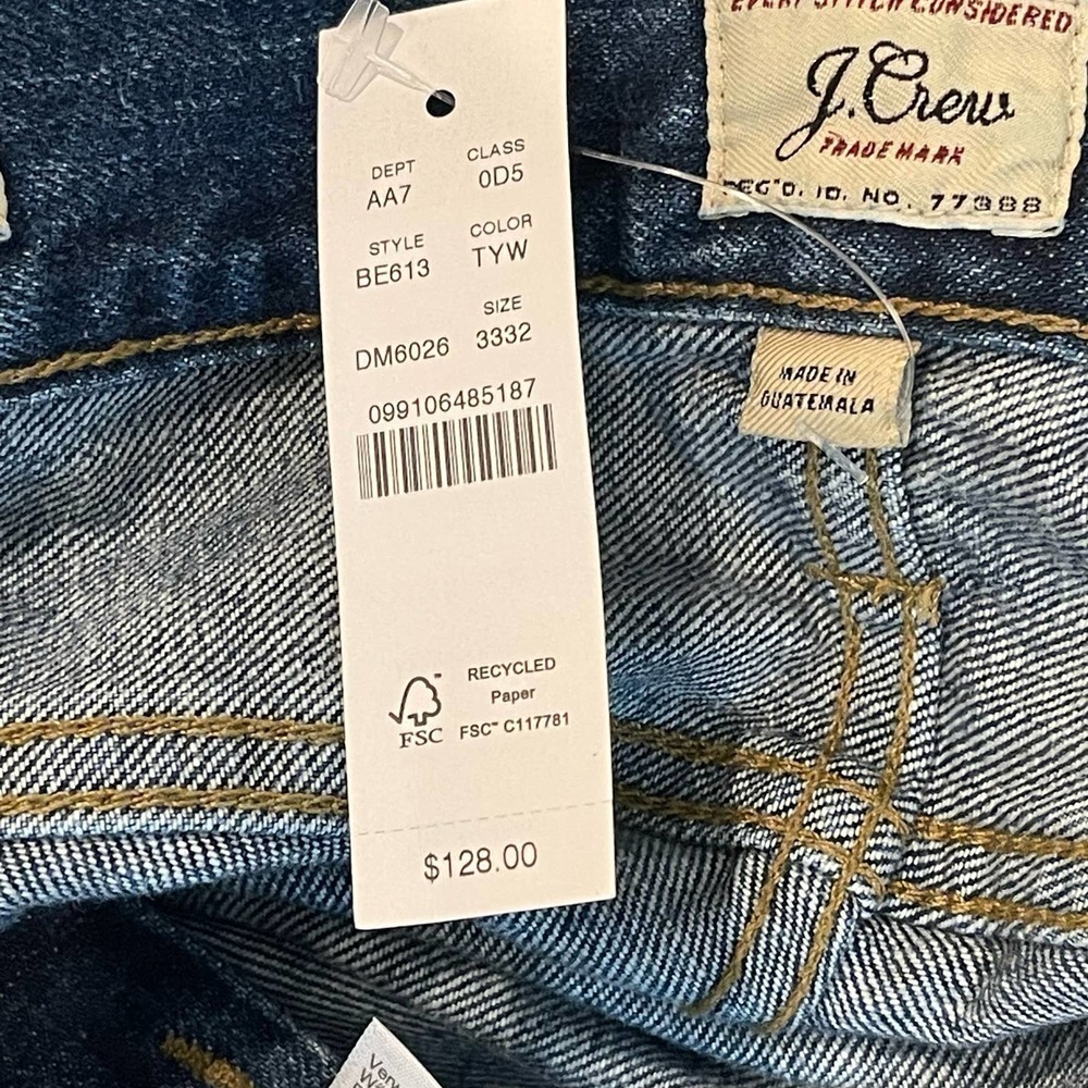 J. Crew 484 Slim-Fit High Rise Denim Straight Jeans Blue Men's Size 33 x 32 - Picture 12 of 15